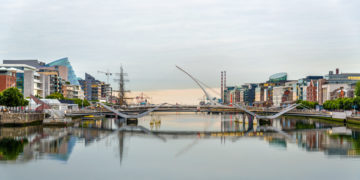 View of Samuel Beckett Bridge in Dublin, Ireland