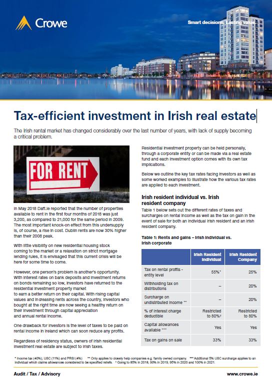 Tax-efficient investment in Irish real estate - Crowe Ireland